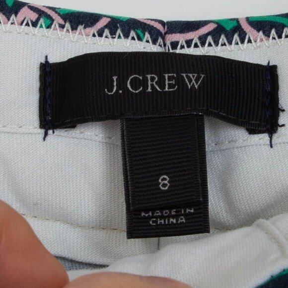 J.‎ Crew Womens Campbell Lattice Medallion Ankle Pants Size 8 Green Pink Preppy - Picture 4 of 7